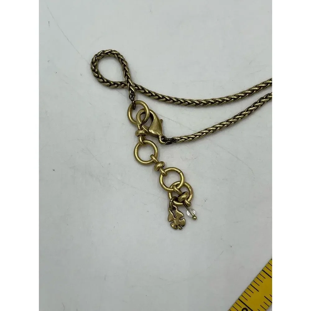 LUCKY BRAND Necklace Chunky Semi‎ Precious Jasper Crystal Accents Gold Tone